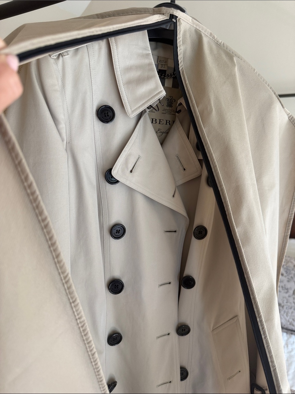 Burberry Beige Double-Breasted Trench Coat